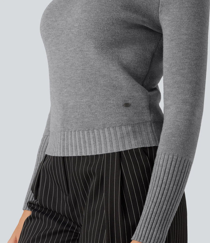High Neck Long Sleeve Casual Jumper