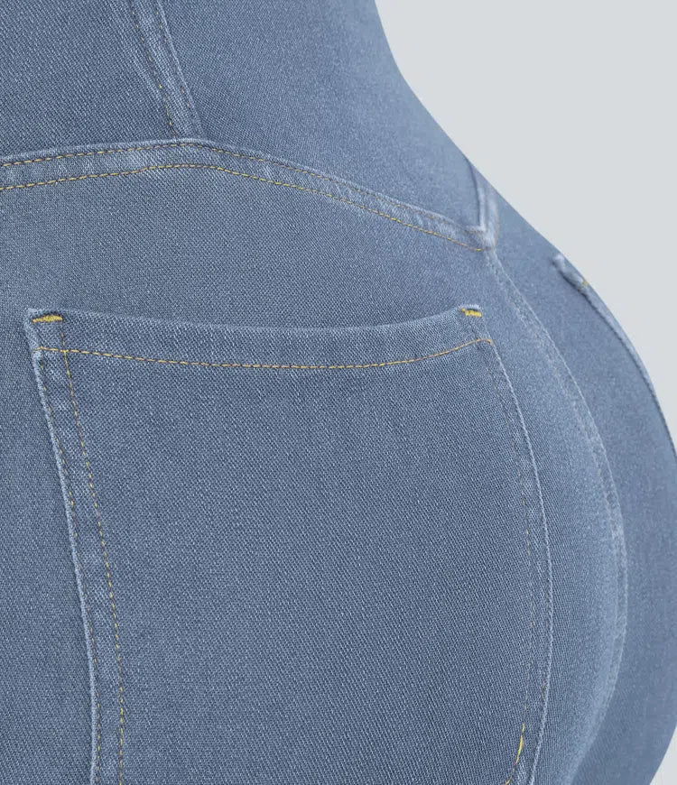 Halara Flex High Waisted Crossover Pocket InstantCool Washed Casual Jeans