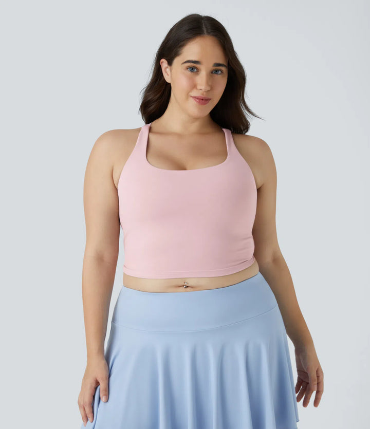 Crisscross Backless Cropped Yoga Plus Size Tank Vest Top