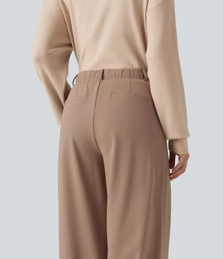 Halara Flex DayStretch Mid Rise Drawstring Wide Leg Work Trousers with Pockets
