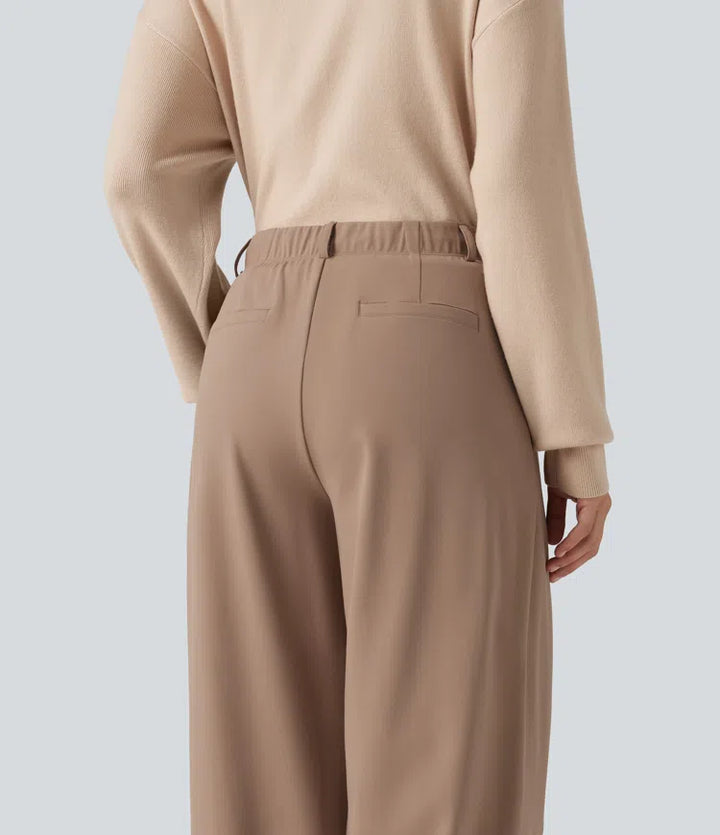 Halara Flex DayStretch Mid Rise Drawstring Wide Leg Work Trousers with Pockets