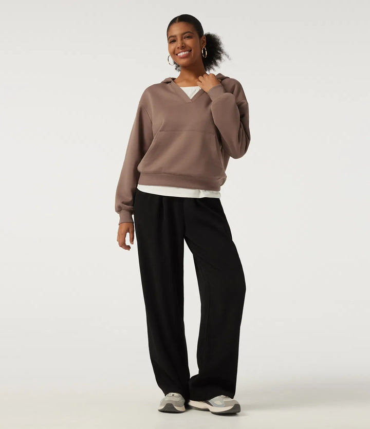 Hooded Long Sleeve Fleece Casual Sweatshirt with Pocket