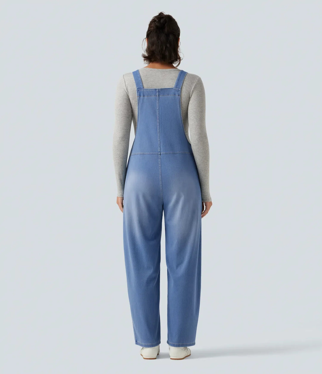 Halara Flex V Neck Sleeveless Barrel Leg Denim Casual Overalls with Pockets