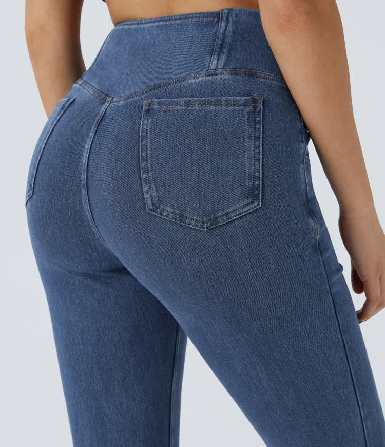 Halara Flex High Waisted Crossover Pocket Washed Casual Jeans