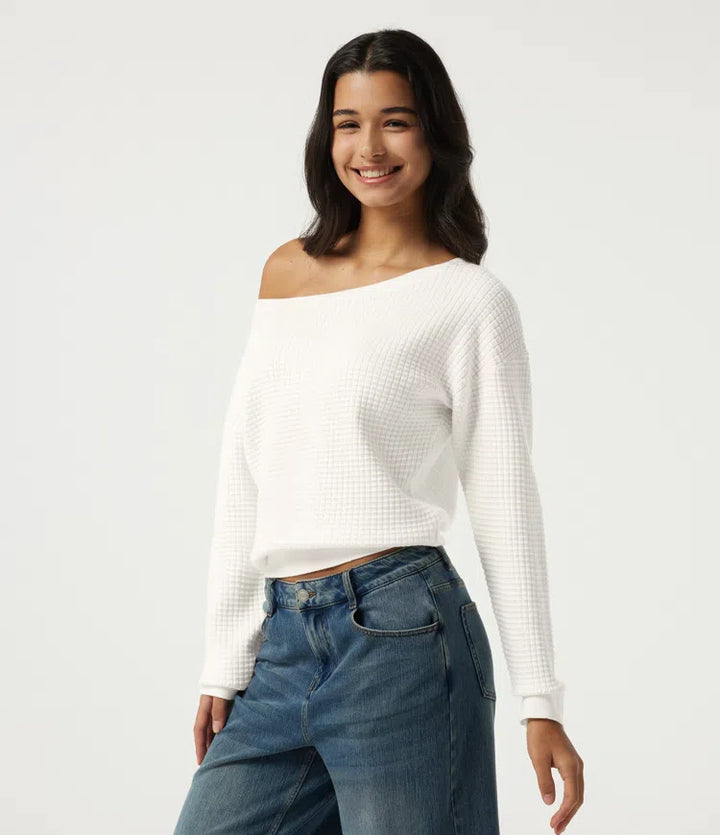 Long Sleeve Waffle Casual Jumper