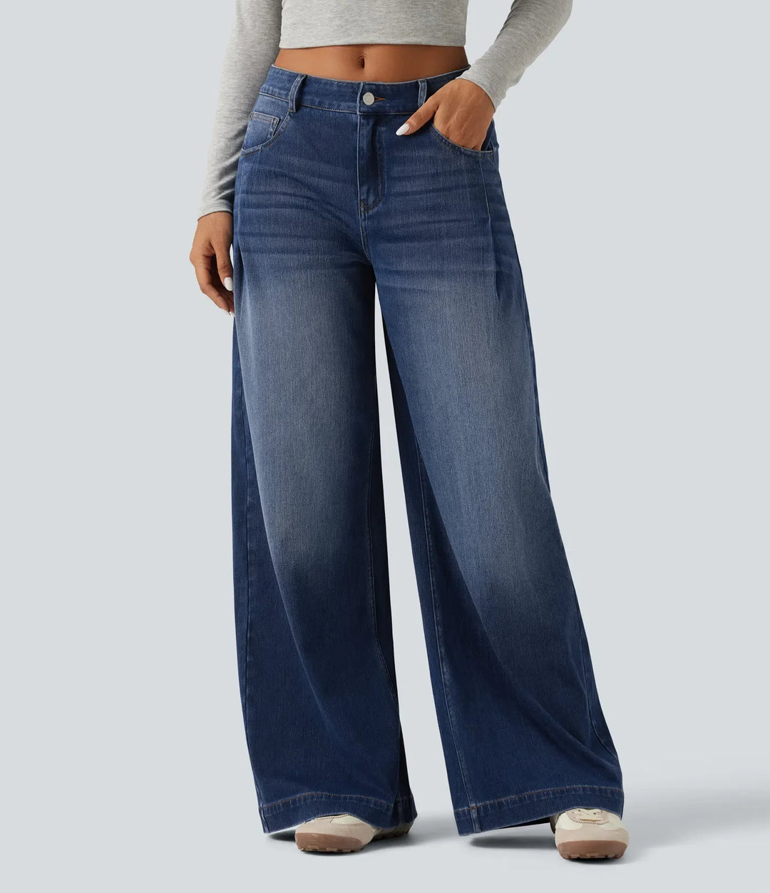 Halara Flex Mid Rise Baggy Casual Jeans with Pockets