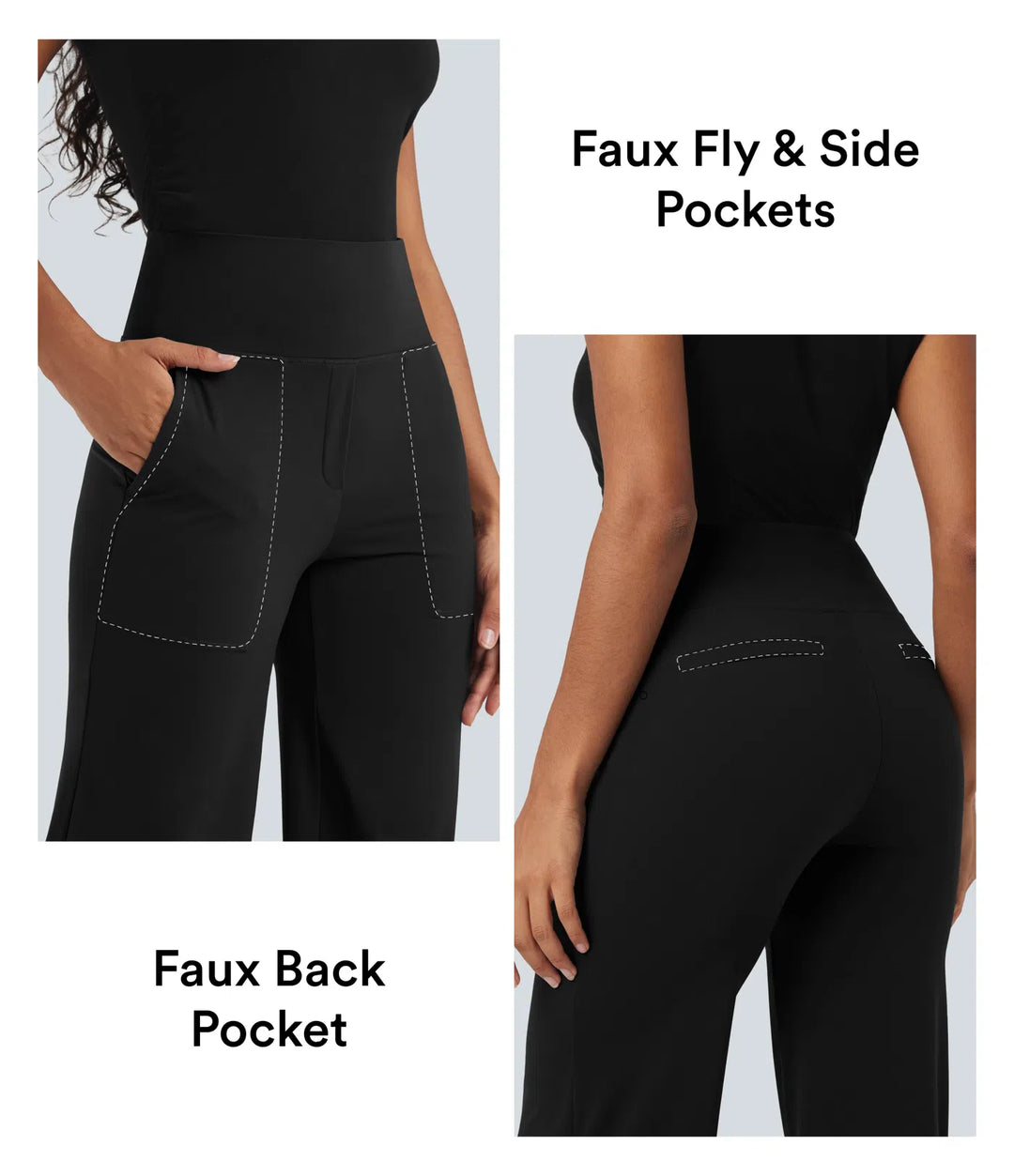 Halara UltraSculpt High Waisted Tummy Control Straight Leg Work Trousers with Pockets