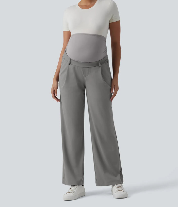 Halara Flex DayStretch Super High Waisted Straight Leg Work Maternity Trousers with Pockets