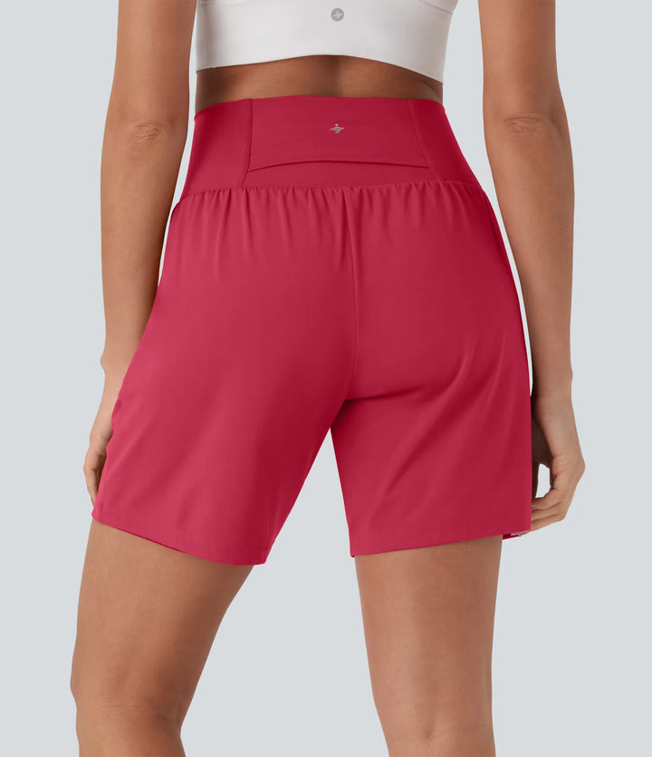 SoftlyZero Airy Super High Waisted 2-in-1 InstantCool Yoga Shorts 7" with Pockets