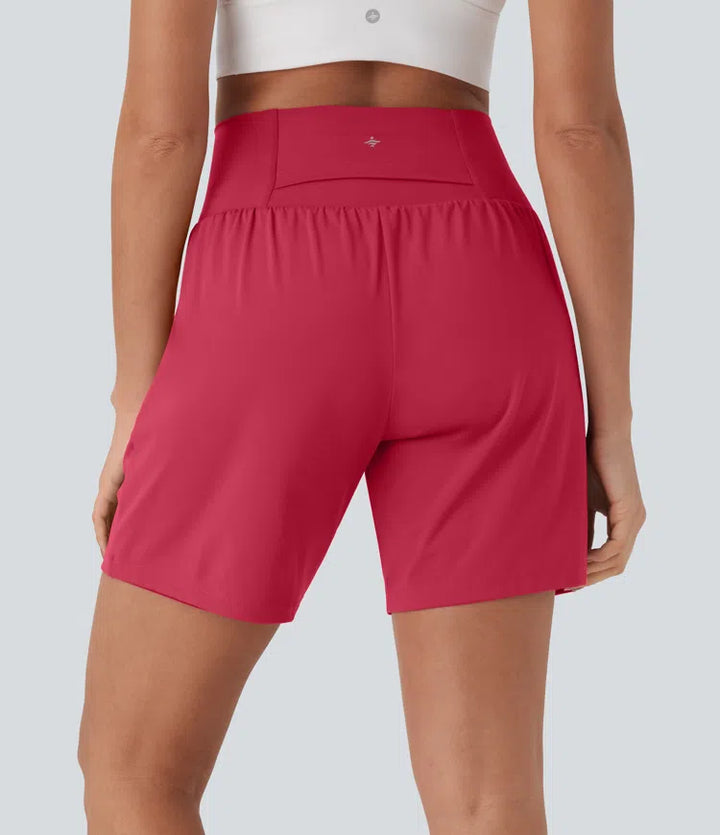 SoftlyZero Airy Super High Waisted 2-in-1 InstantCool Yoga Shorts 7" with Pockets