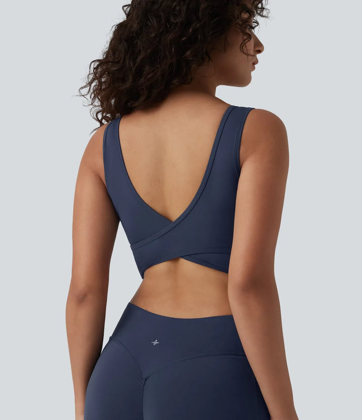 Halara UltraSculpt V Neck Tummy Control Butt Lifting Workout Jumpsuit with Pockets-Easy Peezy Edition