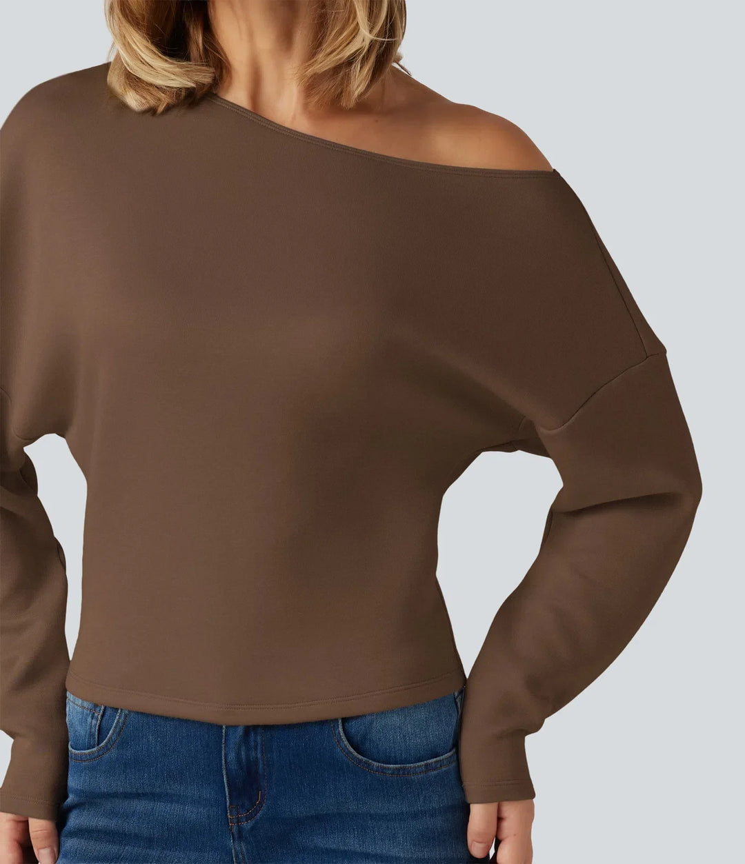 SpacerTek One Shoulder Batwing Long Sleeve Asymmetric Casual Sweatshirts
