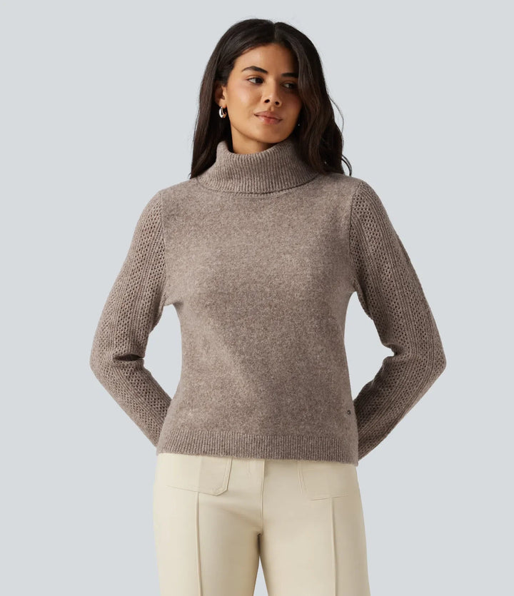 High Neck Long Sleeve Slim Work Jumper