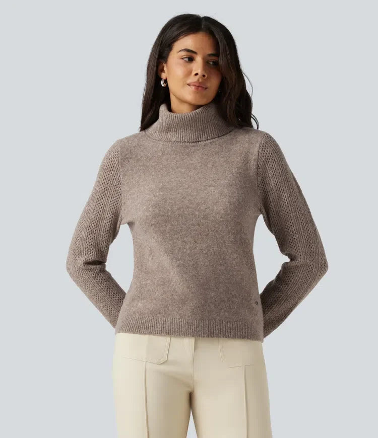 High Neck Long Sleeve Slim Work Jumper