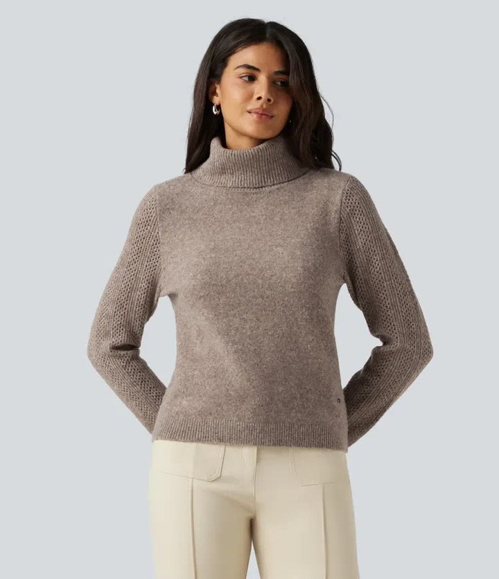 High Neck Long Sleeve Slim Work Jumper