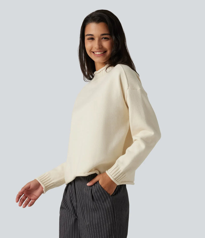 Mock Neck Long Sleeve Work Jumper
