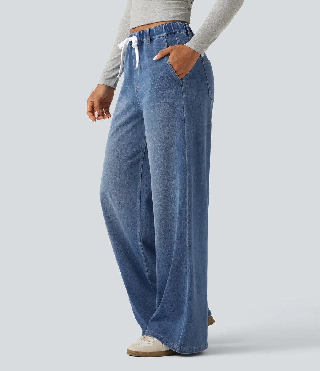 Halara Flex Mid Rise Wide Leg Casual Jeans with Pockets