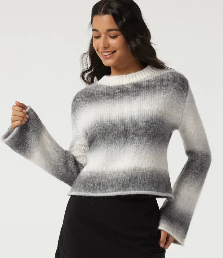 Boat Neck Flounce Long Sleeve Rolled Hem Casual Jumper