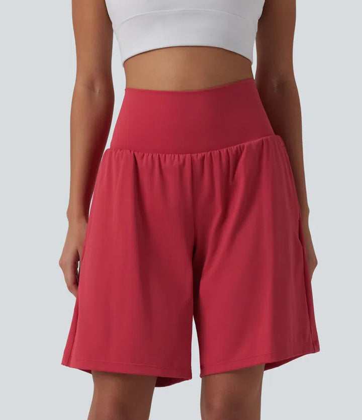 SoftlyZero Airy Super High Waisted 2-in-1 InstantCool Yoga Shorts 9" with Pockets