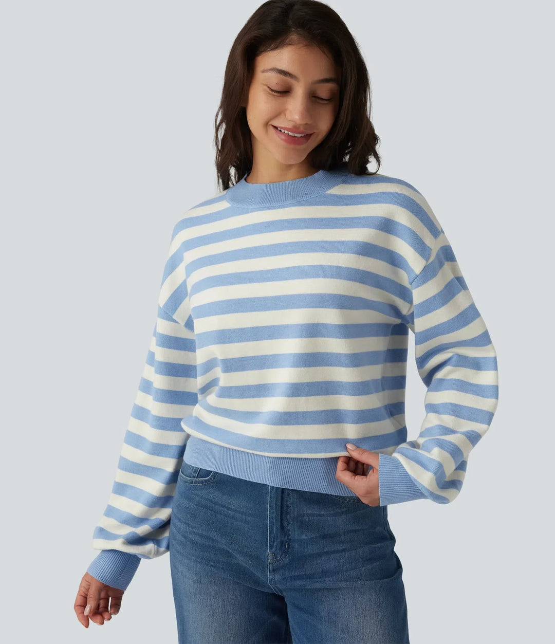 Round Neck Long Sleeve Stripe Casual Jumper