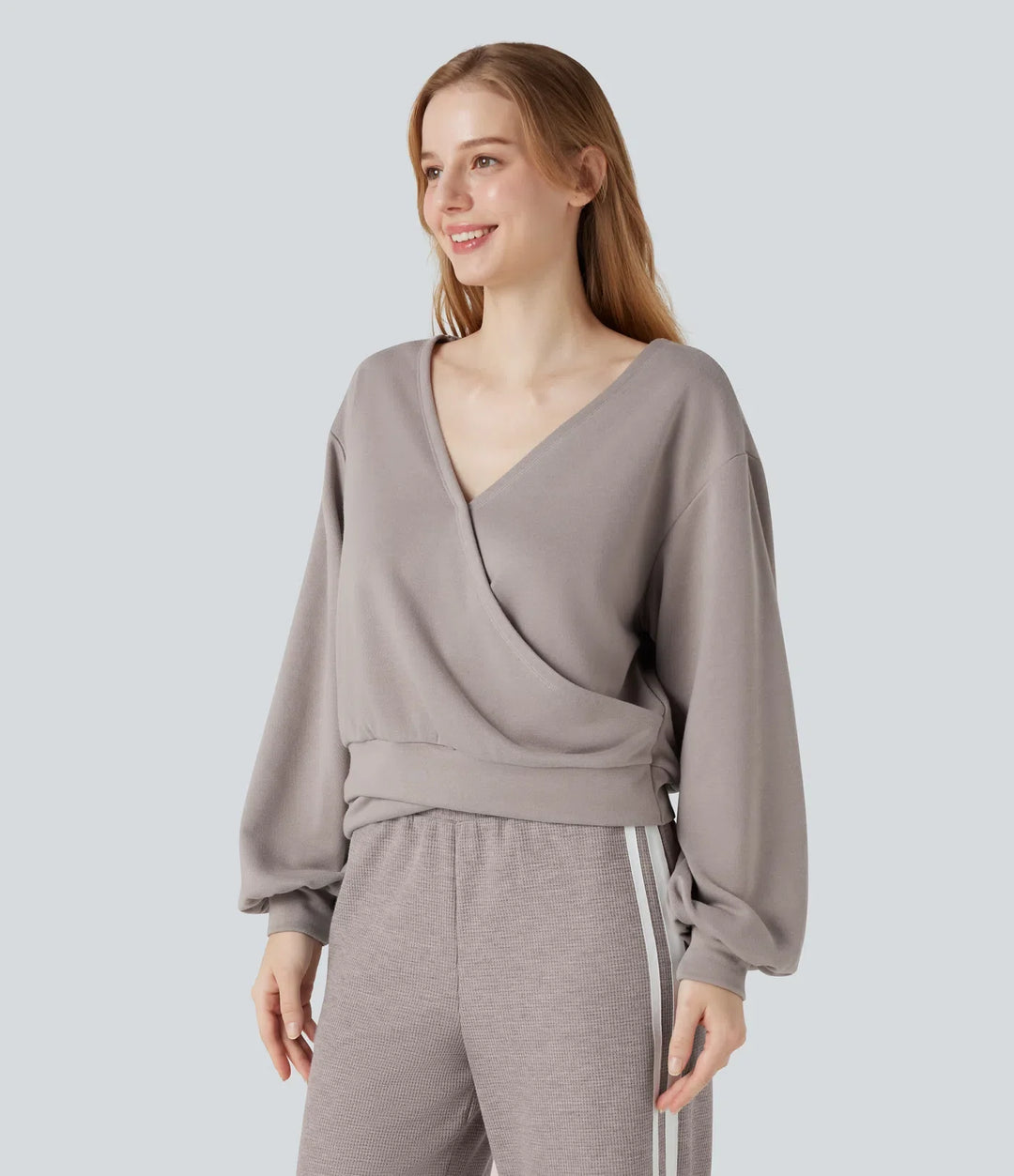 V Neck Long Sleeve Casual Sweatshirt