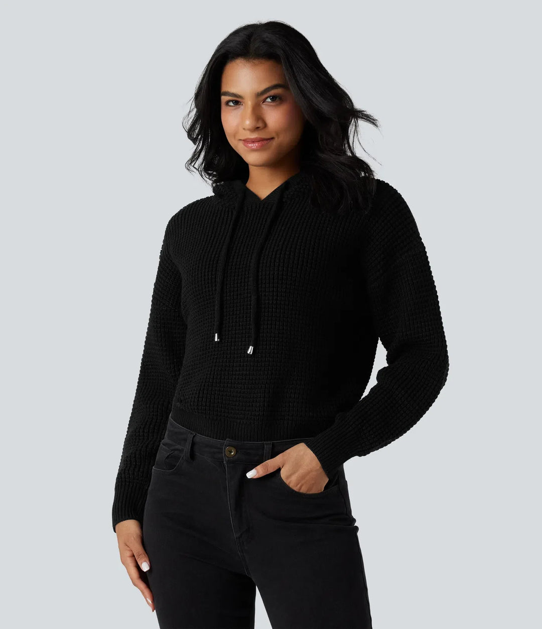 Hooded Drawstring Long Sleeve Casual Jumper