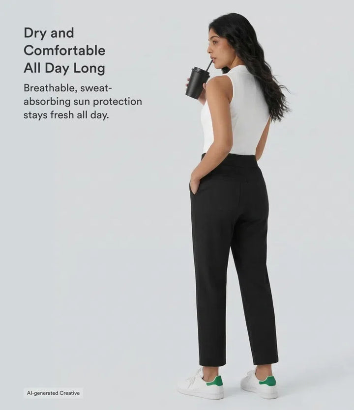 Mid High Waisted Pockets Quick Dry Golf Trousers-Golf Tee-UPF40+