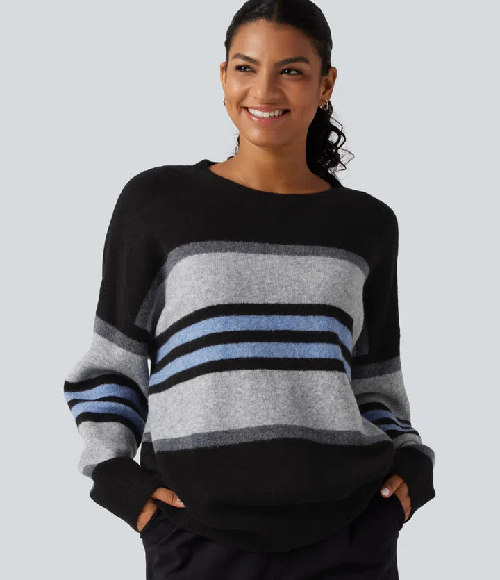 Round Neck Long Sleeve Striped Casual Jumper