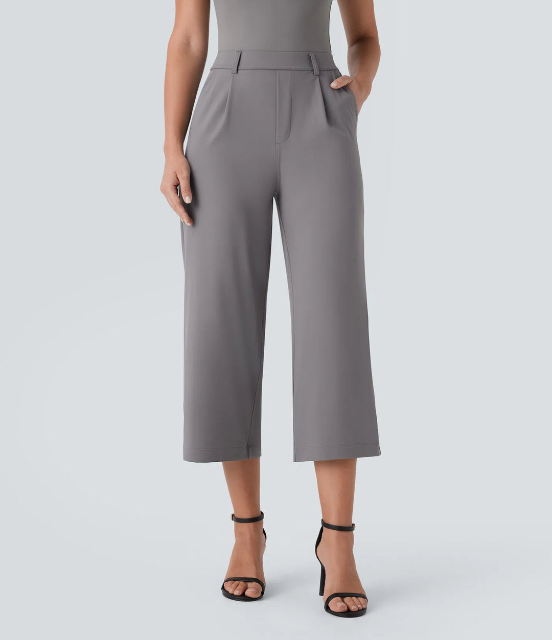 Halara Flex DayStretch High Waisted Side Pocket Straight Leg Capri Work Trousers