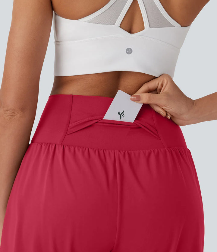 SoftlyZero Airy Super High Waisted 2-in-1 InstantCool Yoga Shorts 7" with Pockets