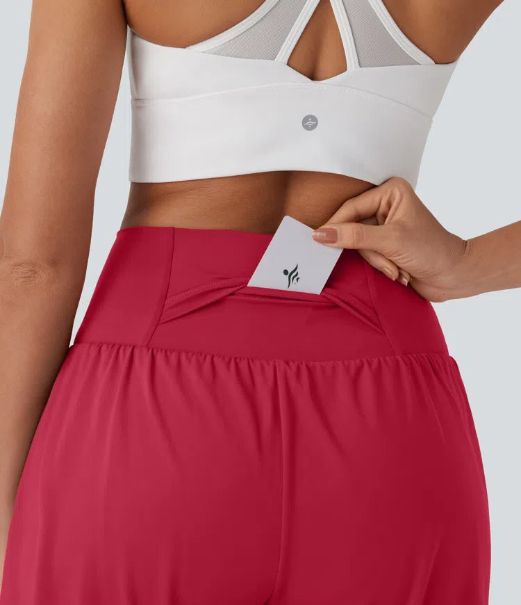SoftlyZero Airy Super High Waisted 2-in-1 InstantCool Yoga Shorts 7" with Pockets