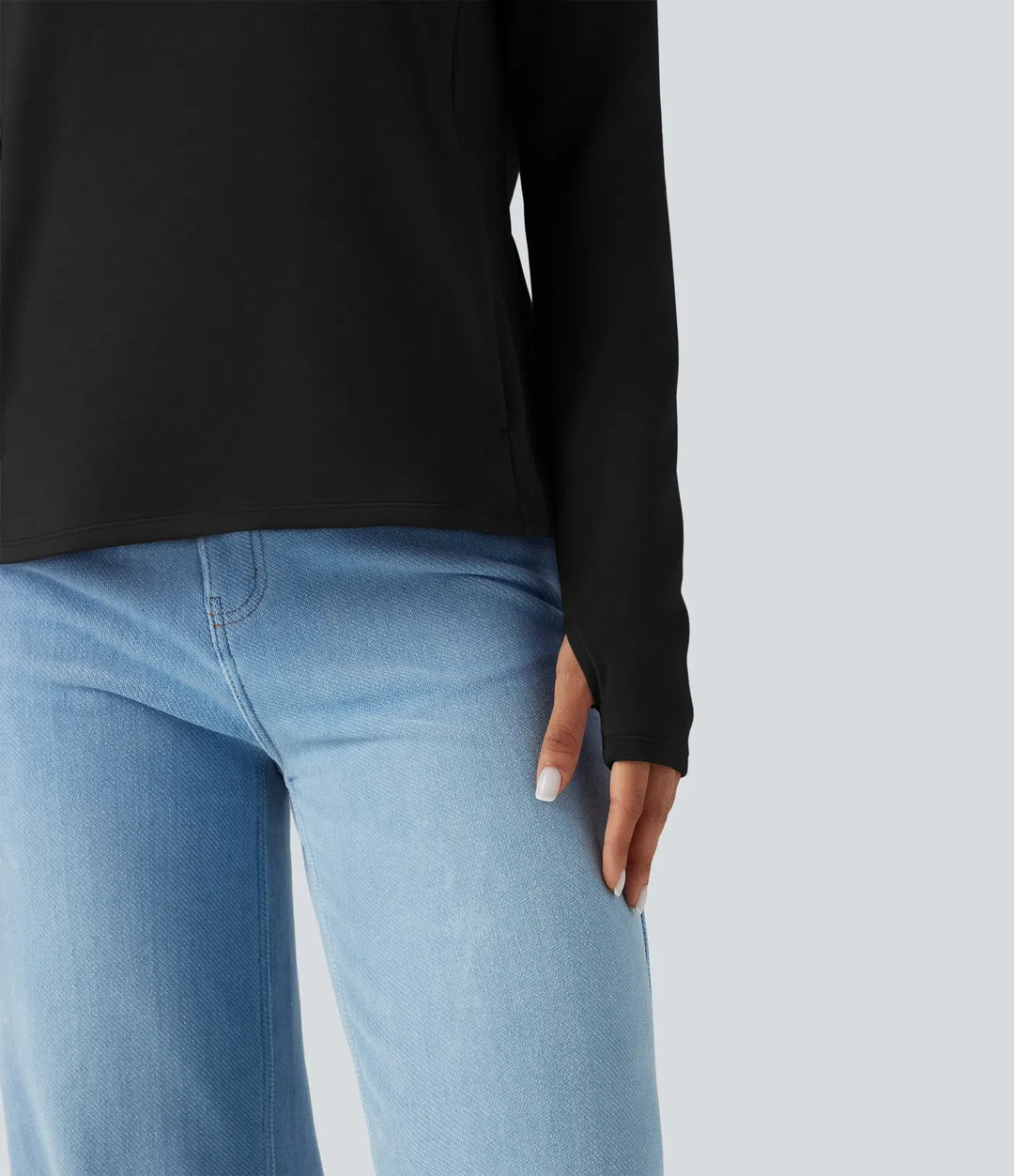 SpacerTek Backless Twisted Long Sleeve Thumb Holes Casual Sweatshirt with Pockets