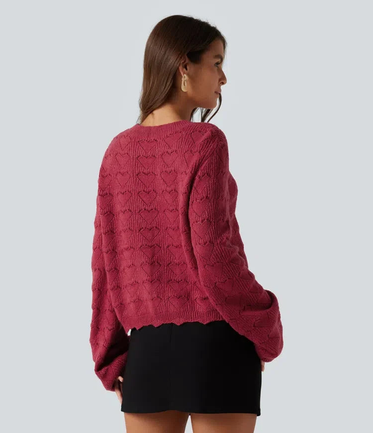 Round Neck Dropped Shoulder Long Sleeve Casual Jumper