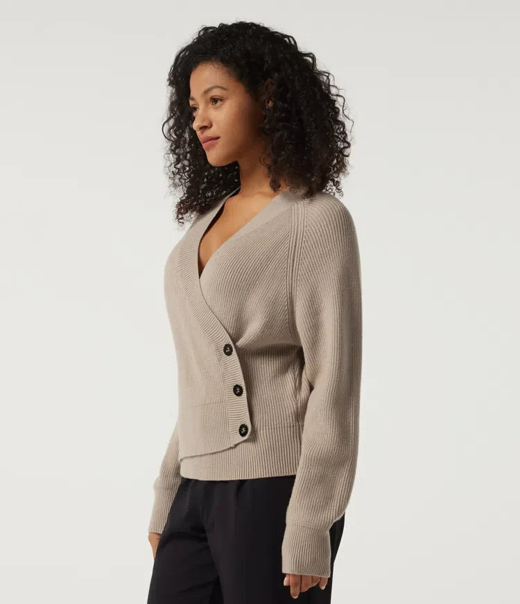 Ribbed Knit V Neck Long Sleeve Work Jumper