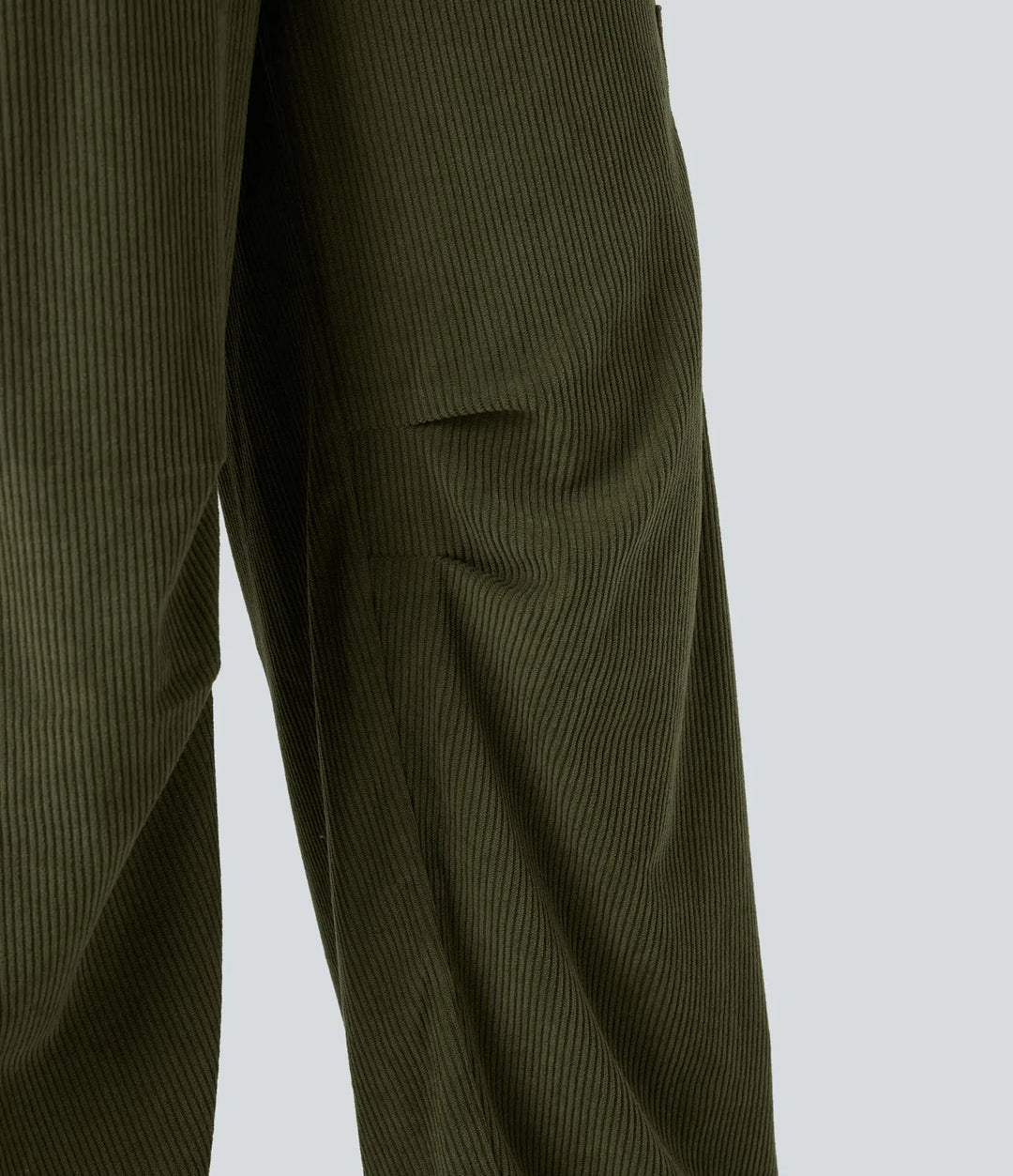 High Waisted Straight Leg Corduroy Casual Trousers with Pockets