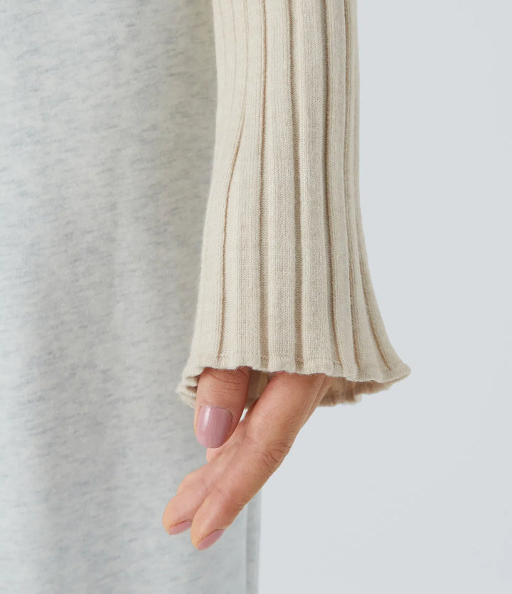 Round Neck Long Sleeve Frill Casual Jumper
