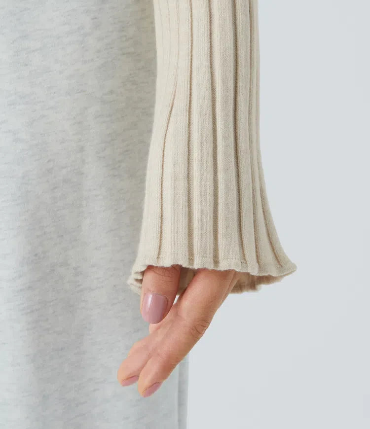 Round Neck Long Sleeve Frill Casual Jumper