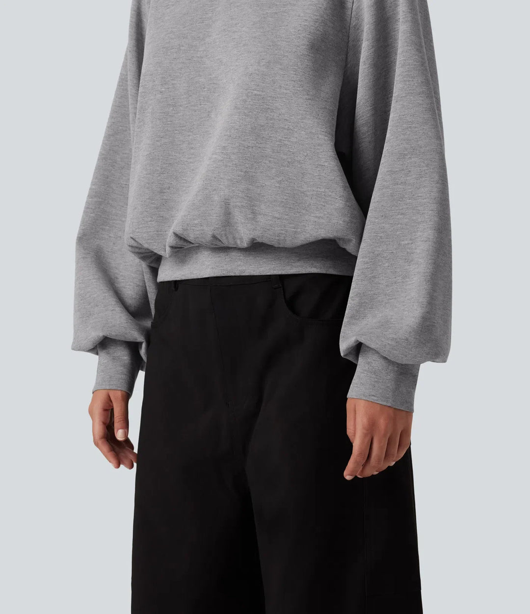 Round Neck Bubble Long Sleeve Casual Sweatshirt