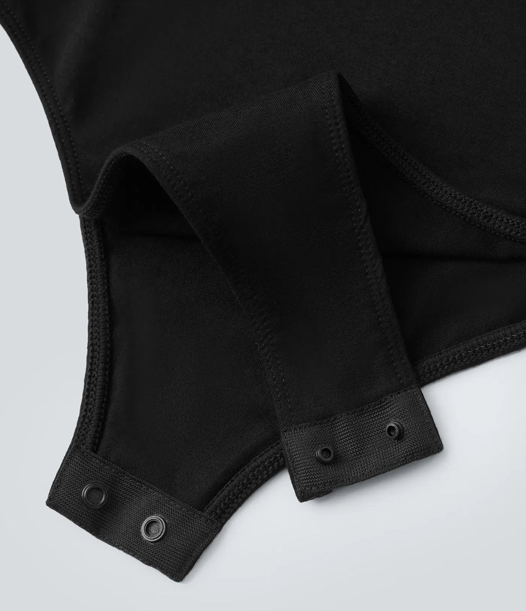 U Neck Long Sleeve Snap Button Skinny Work Bodysuit