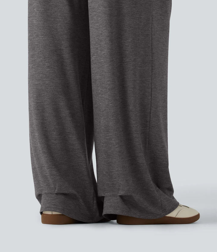 High Waisted Ruched Baggy Yoga Trousers with Pockets