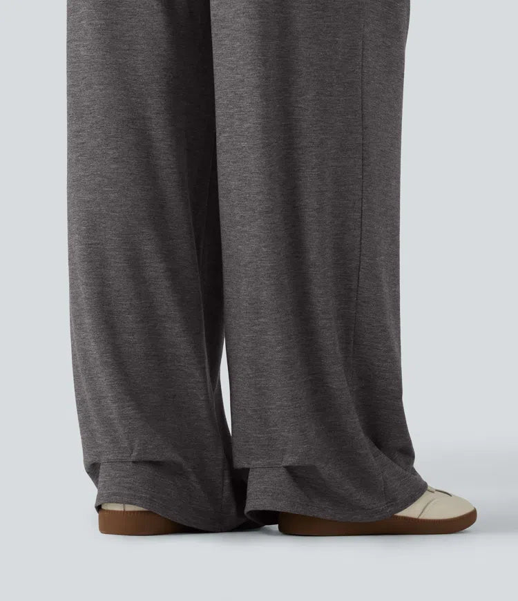 High Waisted Ruched Baggy Yoga Trousers with Pockets
