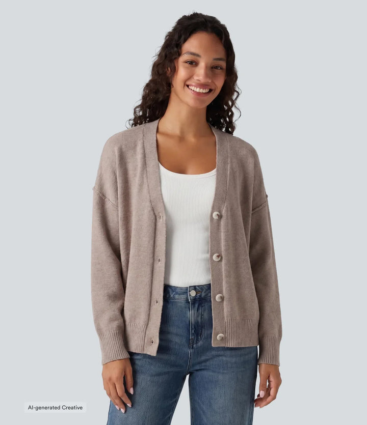 Dropped Long Sleeve Casual Cardigan