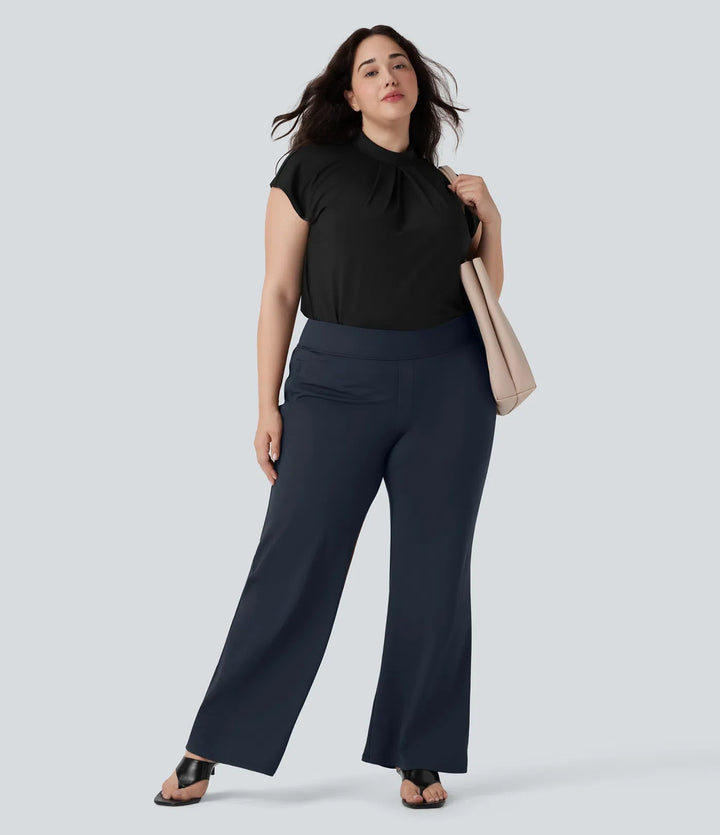 Plus Size Halara Flex DayStretch High Waisted Work Flare Trousers with Side Zip Pockets