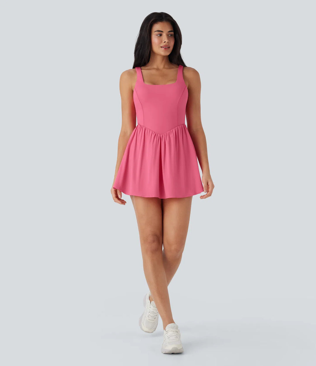 Breezeful Backless Tie Back 2-in-1 Quick Dry Mini Dance Active Dress with Side Pocket-Easy Peezy Edition
