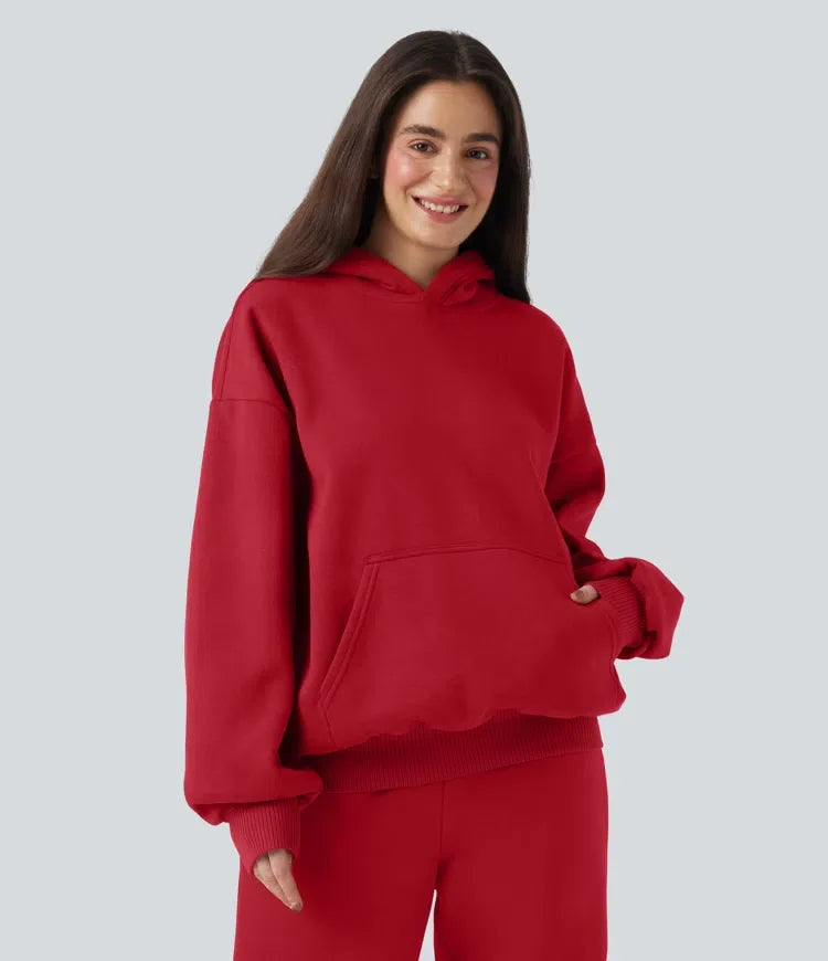 Hooded Long Sleeve Fleece Casual Cotton Sweatshirt with Pockets