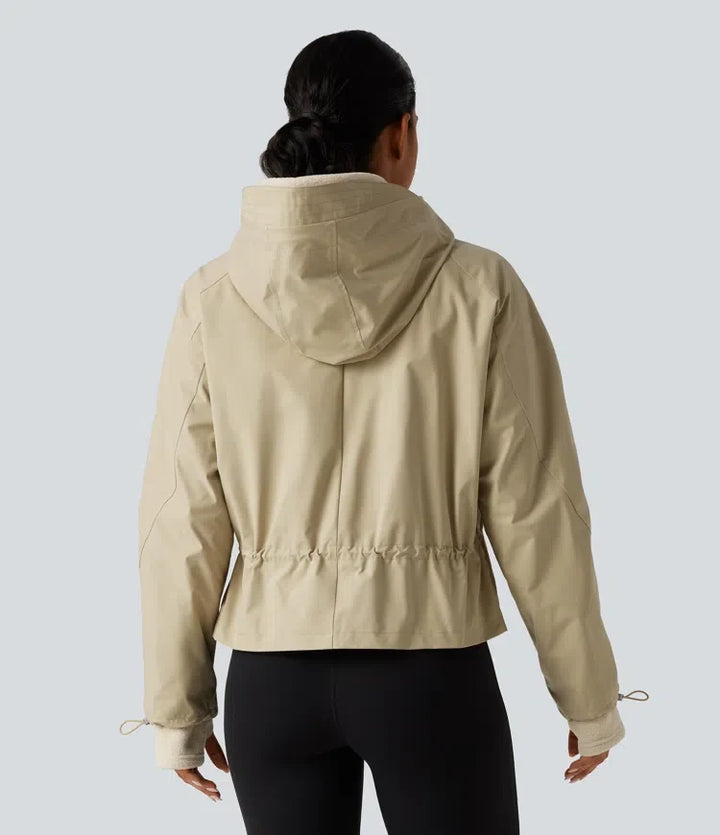 Hooded Long Sleeve 2-Piece Hiking Windbreaker Jacket with Pockets