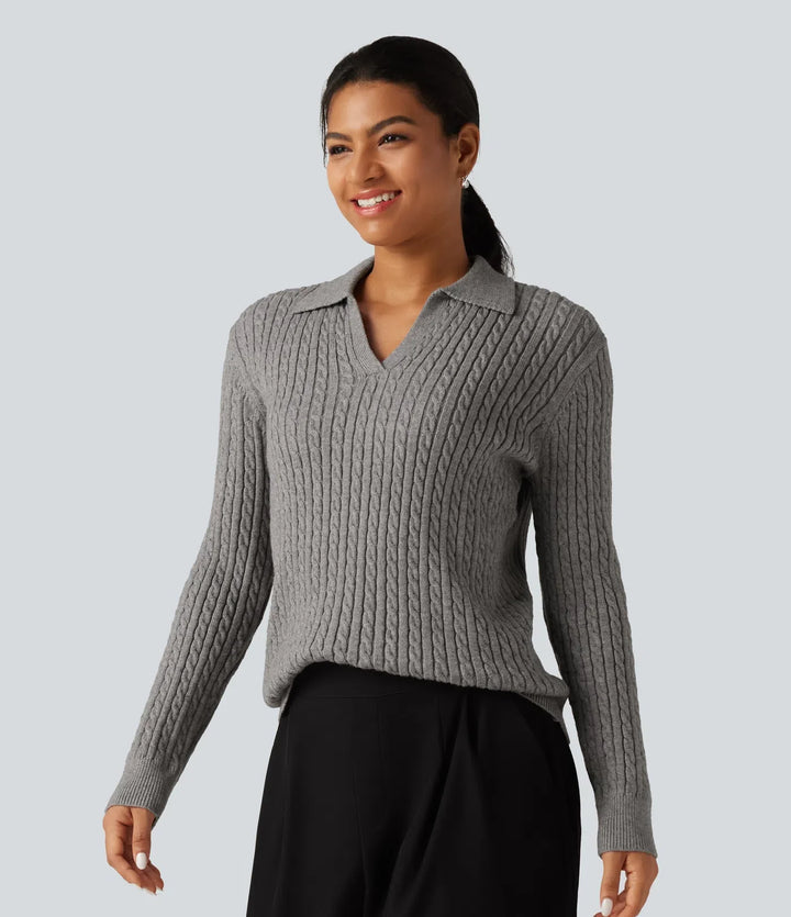Lapel Long Sleeve Work Jumper