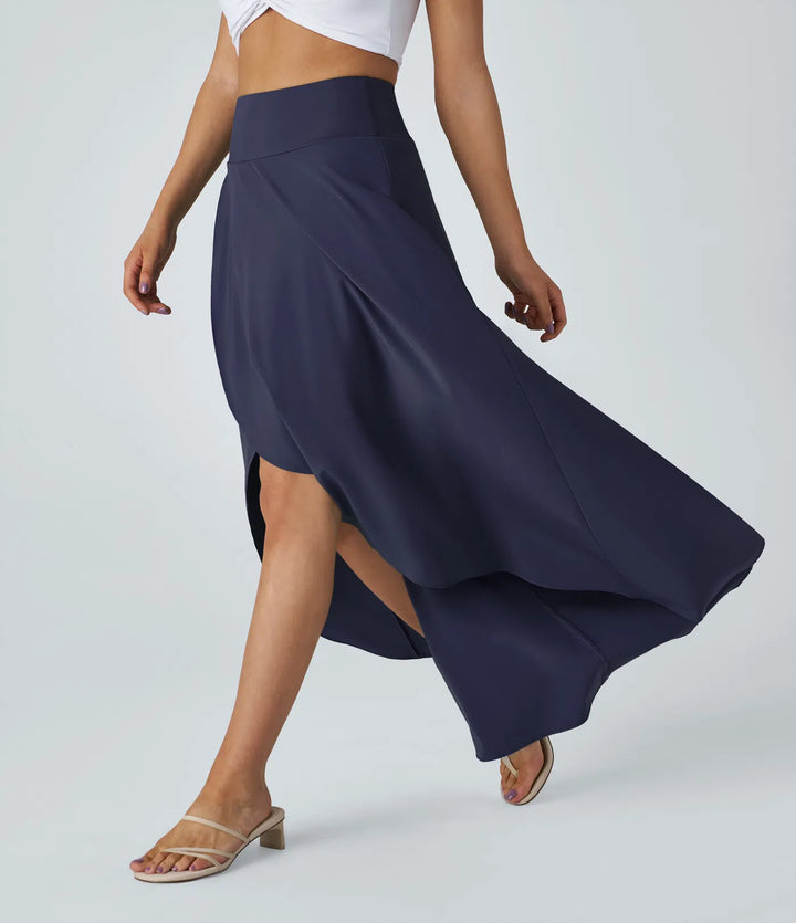 Breezeful High Waisted High Low Ruffle 2-in-1 Flowy Quick Dry Casual Regular Maxi Skirt