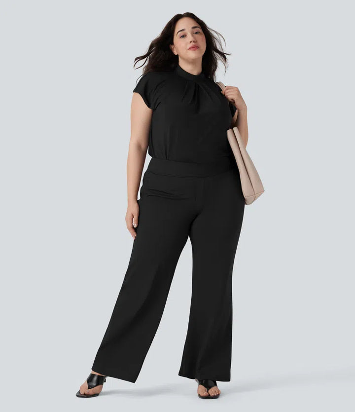 Plus Size Halara Flex DayStretch High Waisted Work Flared Trousers with Side Zip Pockets