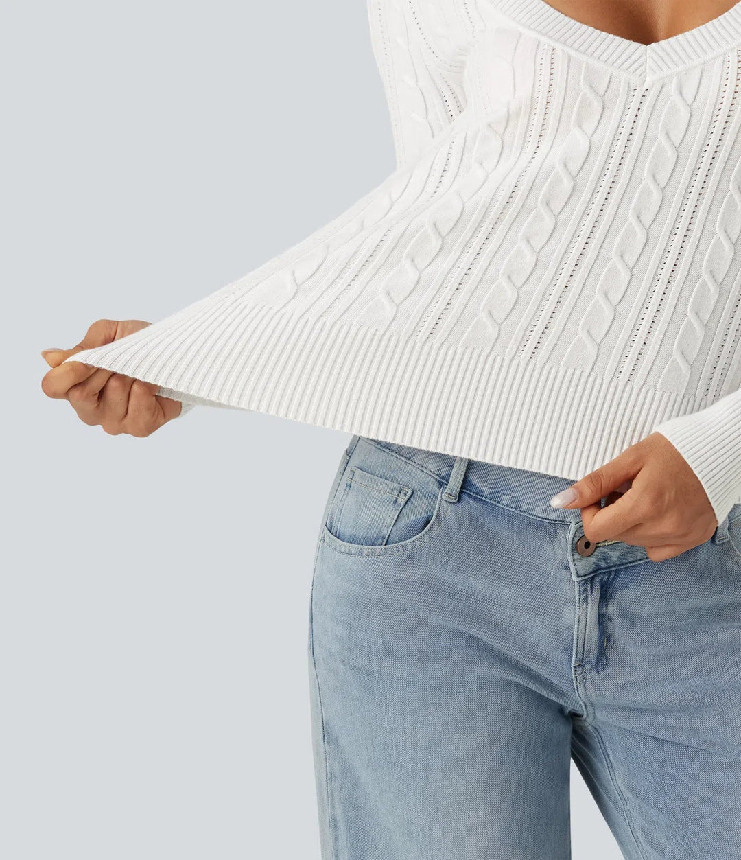 V Neck Long Sleeve Casual Jumper